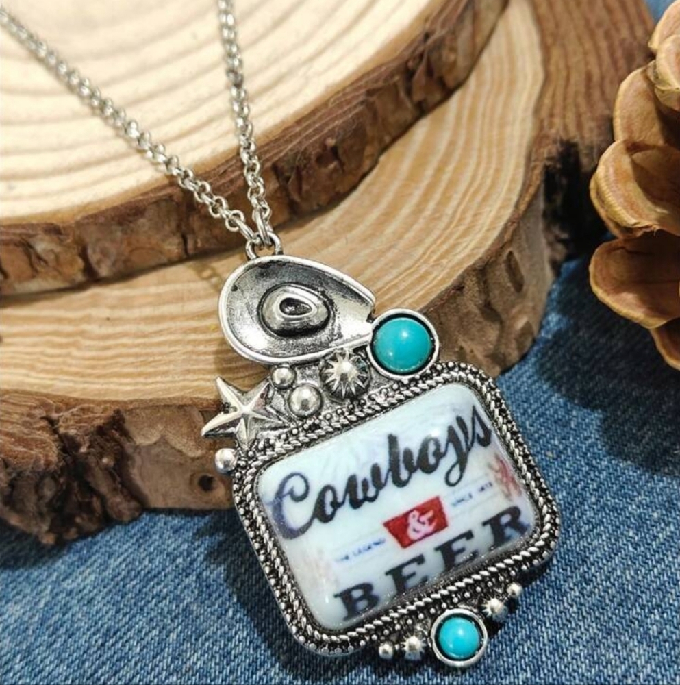 Cowboys & Beer Western Necklace NWT